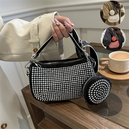 Sac à bandoulière en strass avec petit porte-monnaie, sac à bandoulière tendance pour femmes, sacs de créateurs de luxe