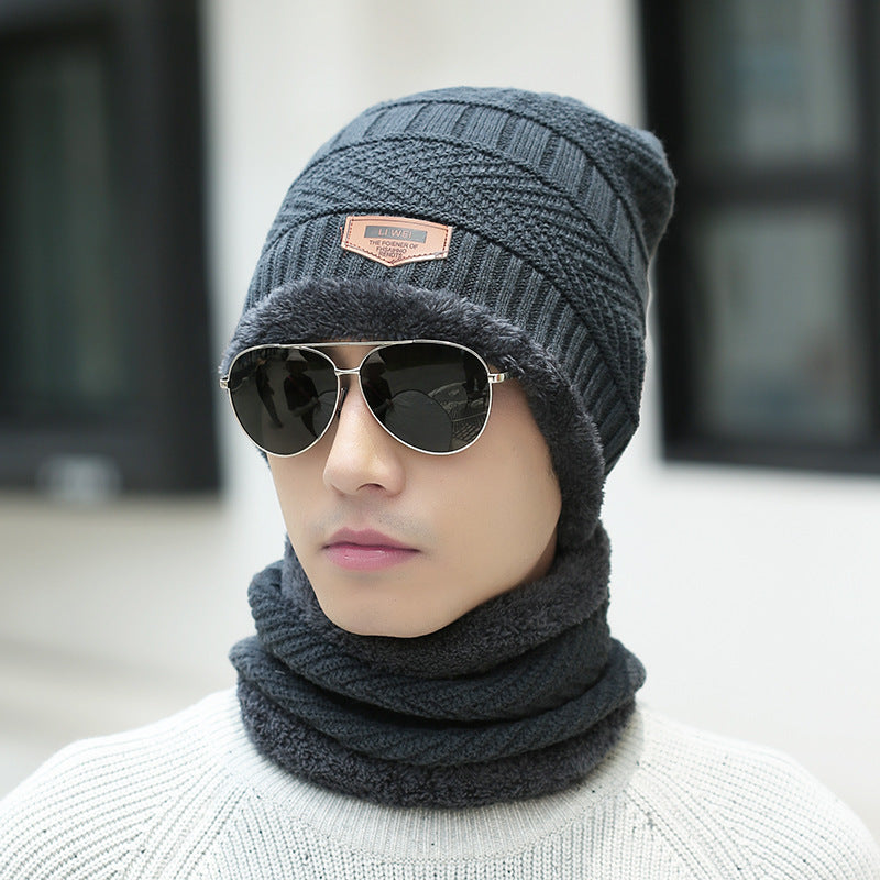 Ensemble bonnet et écharpe d'hiver en tricot chaud, doublé polaire épaisse, cache-cou pour homme et femme