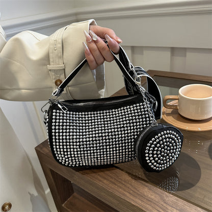 Sac à bandoulière en strass avec petit porte-monnaie, sac à bandoulière tendance pour femmes, sacs de créateurs de luxe - LUXARAH