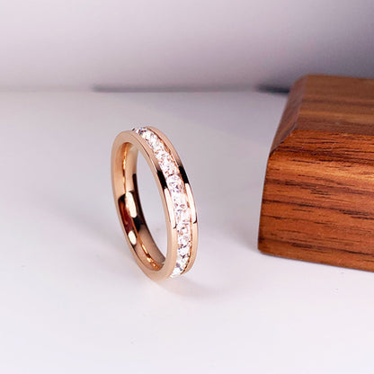 Bague couple en acier titane INS Rings, simple et double rangée de diamants
