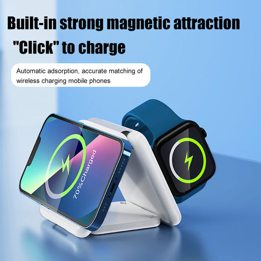 Chargeur sans fil pliable à aspiration magnétique 3 en 1