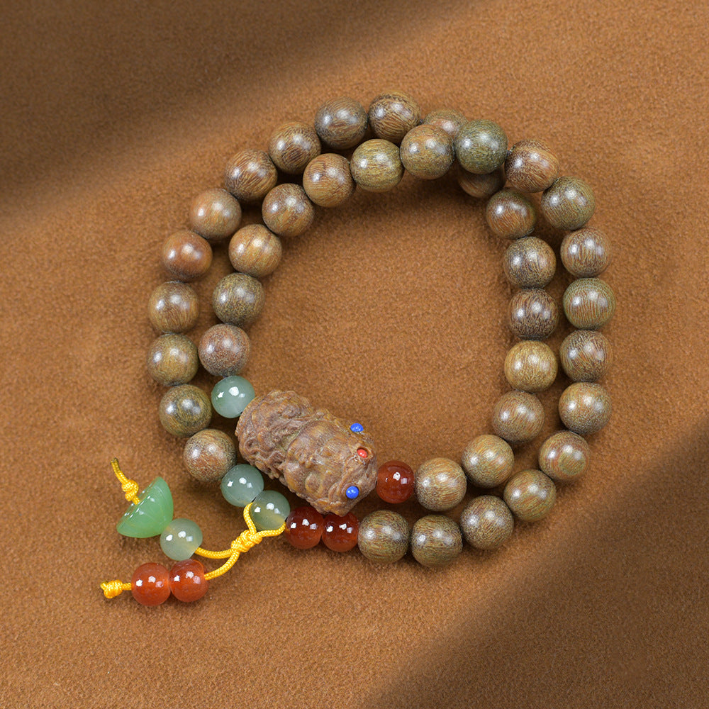 Bracelet à double anneau en bambou et bois de santal vert naturel à faire soi-même - LUXARAH