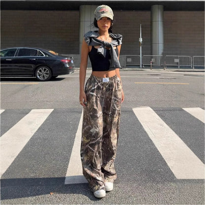 Pantalon décontracté amincissant hip-hop rétro streetwear multi-poches camouflage cargo pour femme Y2k hip-hop cargo grunge baggy pantalon