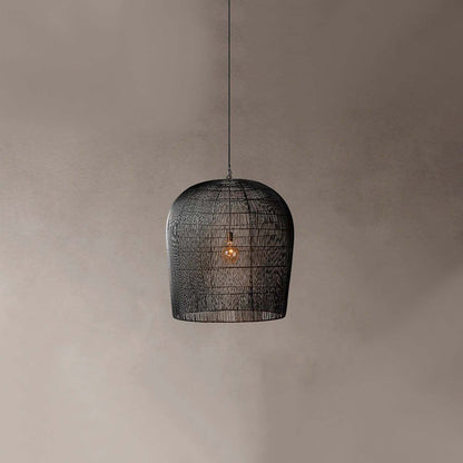 Lustre de salon de thé d'étude de restaurant en rotin zen - LUXARAH