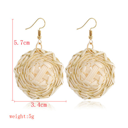 Boucles d'oreilles en bambou et rotin tissés à la main, boucles d'oreilles tribales en rotin - LUXARAH
