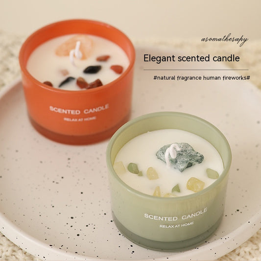 Bougie d'aromathérapie en cristal, décoration de chambre à coucher, cire de soja faite à la main