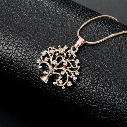 Collier avec pendentif arbre de vie, grand format, en zircone cubique, multicouches, chaîne longue, bijoux à offrir