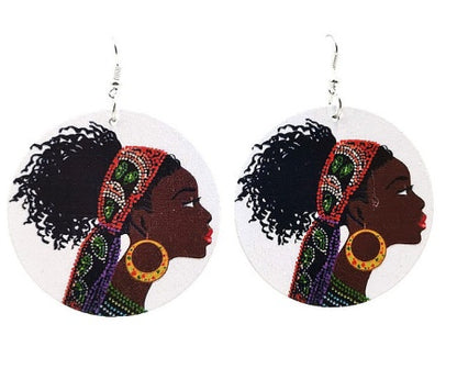 Wooden earrings, Printed earrings, African
