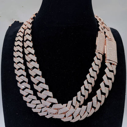 Collares de eslabones cubanos de plata S925 con moissanita
