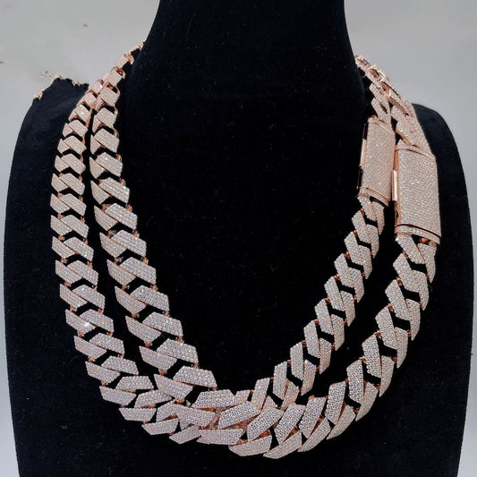 Colliers à maillons cubains en argent S925 avec moissanite