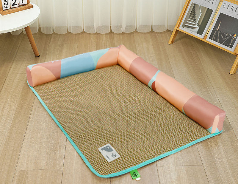 Tapis pour animaux de compagnie en rotin glacé tissé - LUXARAH