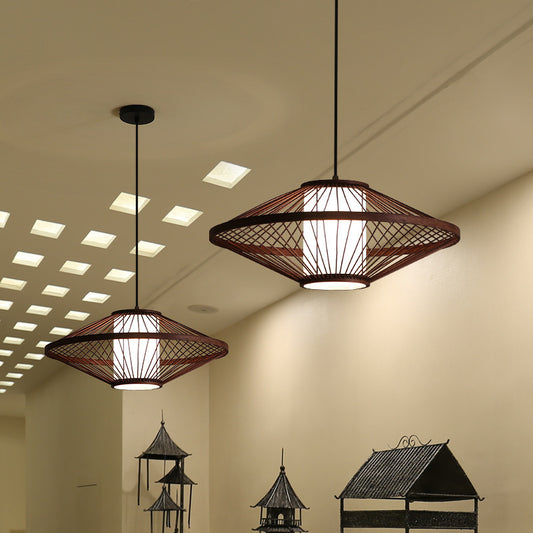 Lustre chinois moderne en bambou, lampe d'art pour restaurant
