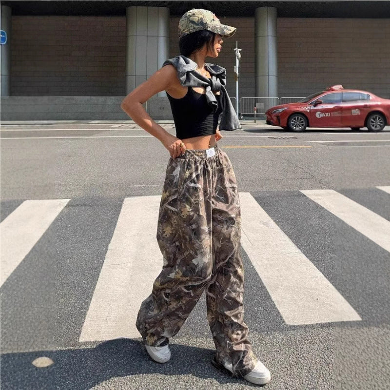 Pantalon décontracté amincissant hip-hop rétro streetwear multi-poches camouflage cargo pour femme Y2k hip-hop cargo grunge baggy pantalon