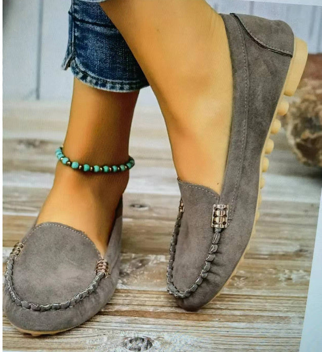 Escarpins à talons plats, simples, plates pour femmes, à pois pour étudiantes - LUXARAH
