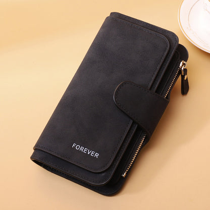 Portefeuille long à trois volets pour femme, nouvelle collection, sac tendance, porte-monnaie multi-cartes, tissu bicolore givré