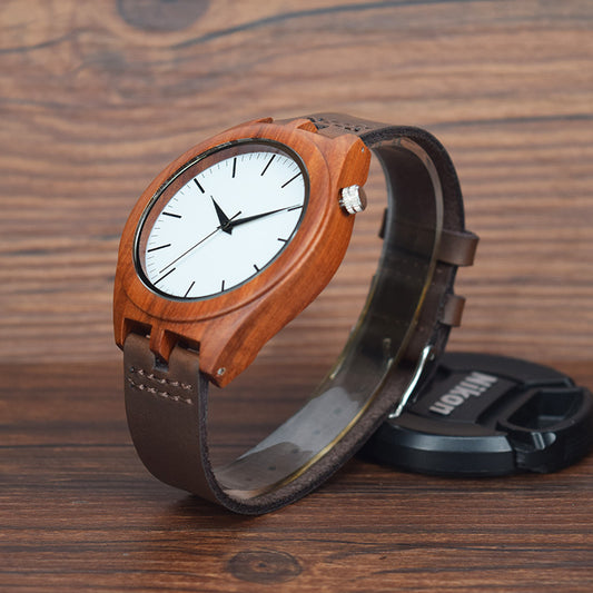 Montre à quartz importée pour homme, montre en bois de bambou