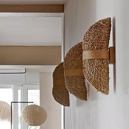Lampe de chambre en rotin au design pastoral rétro pour chambre d'hôtes - LUXARAH