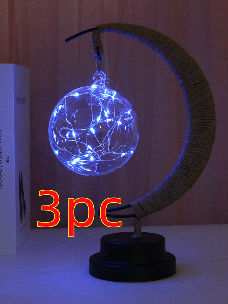 Lampe LED Étoiles, Lune, Veilleuse, Boule, Rotin, Noël