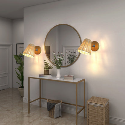 Applique murale en rotin, lampe de chevet, lampe frontale pour miroir, lampe murale - LUXARAH