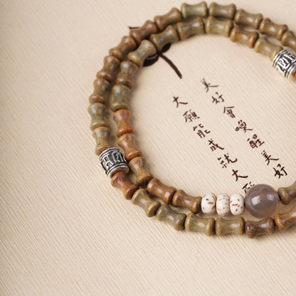 Bracelet à double anneau en bambou et bois de santal vert naturel à faire soi-même - LUXARAH