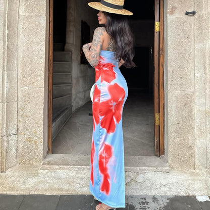 Robe longue fendue et moulante pour femme, tenue d'été sexy, idéale pour les fêtes ou la plage