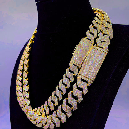 Collares de eslabones cubanos de plata S925 con moissanita