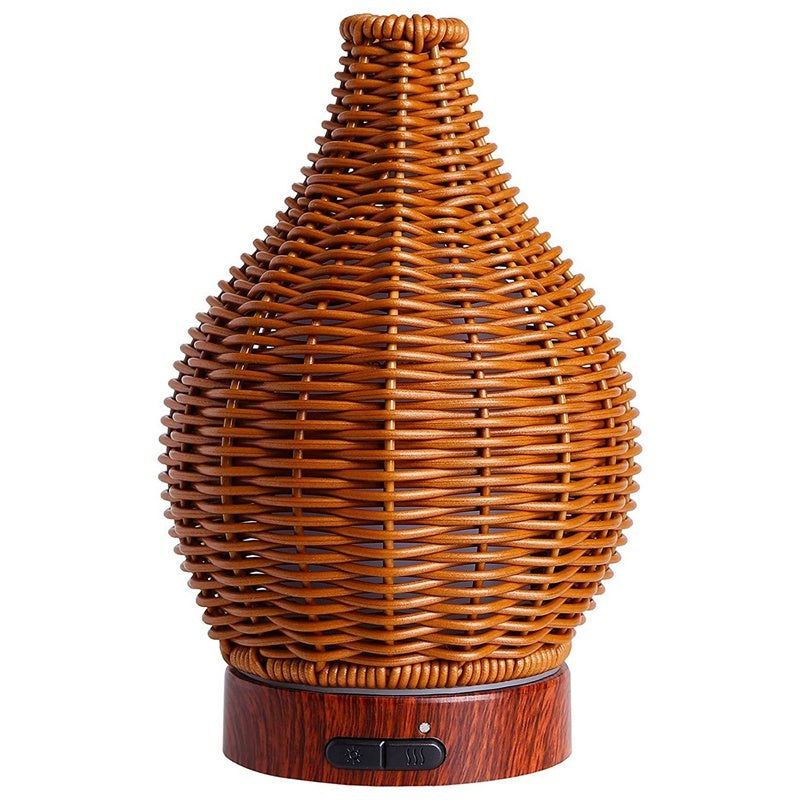 Lampe d'aromathérapie à atomisation d'huiles essentielles en rotin créatif - LUXARAH