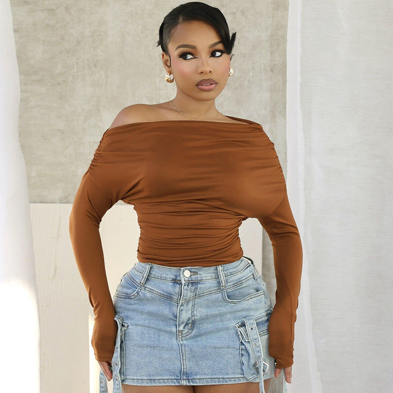 Haut simple et tendance pour femme, couleur unie