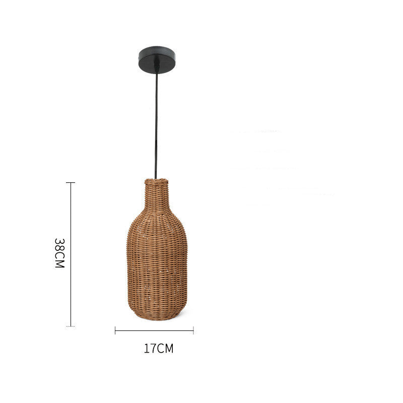 Lustre double tissé en rotin pour la maison - LUXARAH