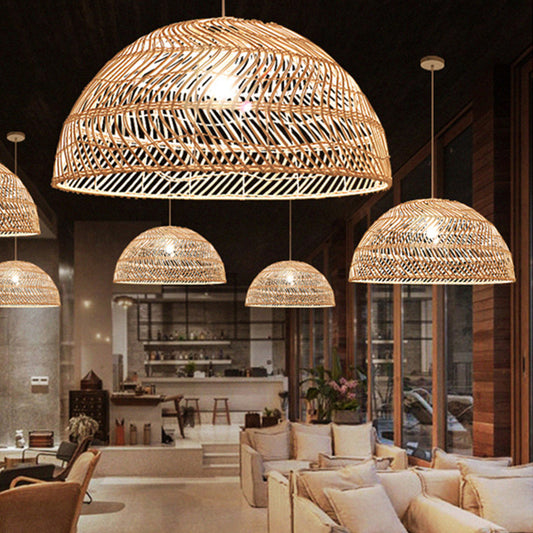 Lustre en rotin dans un restaurant et un salon de thé - LUXARAH