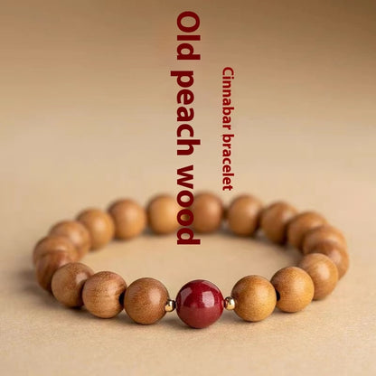 Bracelet de méditation chinois en bois de pêcher naturel - LUXARAH