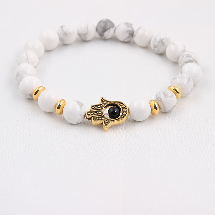 Bracelet en perles de pierre de lave noire énergétique de 8 mm - LUXARAH