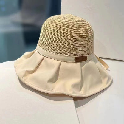 Chapeau de pêcheur en paille à large bord, protection solaire anti-UV et protection du visage, idéal pour l'extérieur