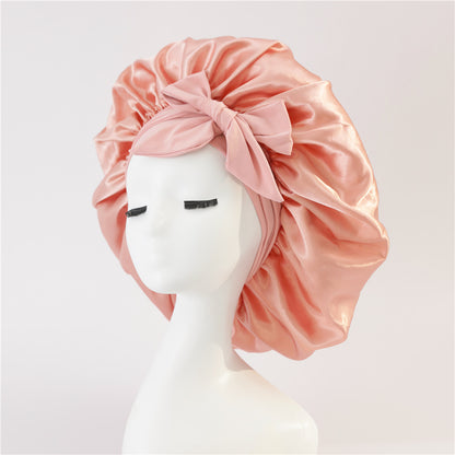 Bonnet en soie pour dormir, bonnet en satin, bonnet de nuit, écharpe pour cheveux bouclés avec lien à nouer
