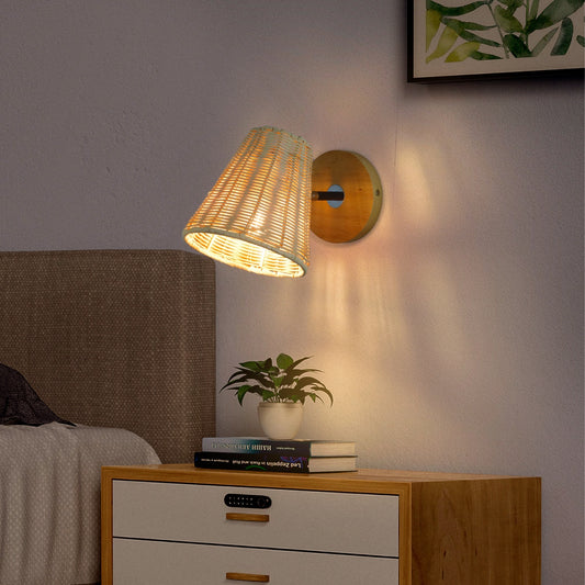 Applique murale en rotin, lampe de chevet, lampe frontale pour miroir, lampe murale - LUXARAH