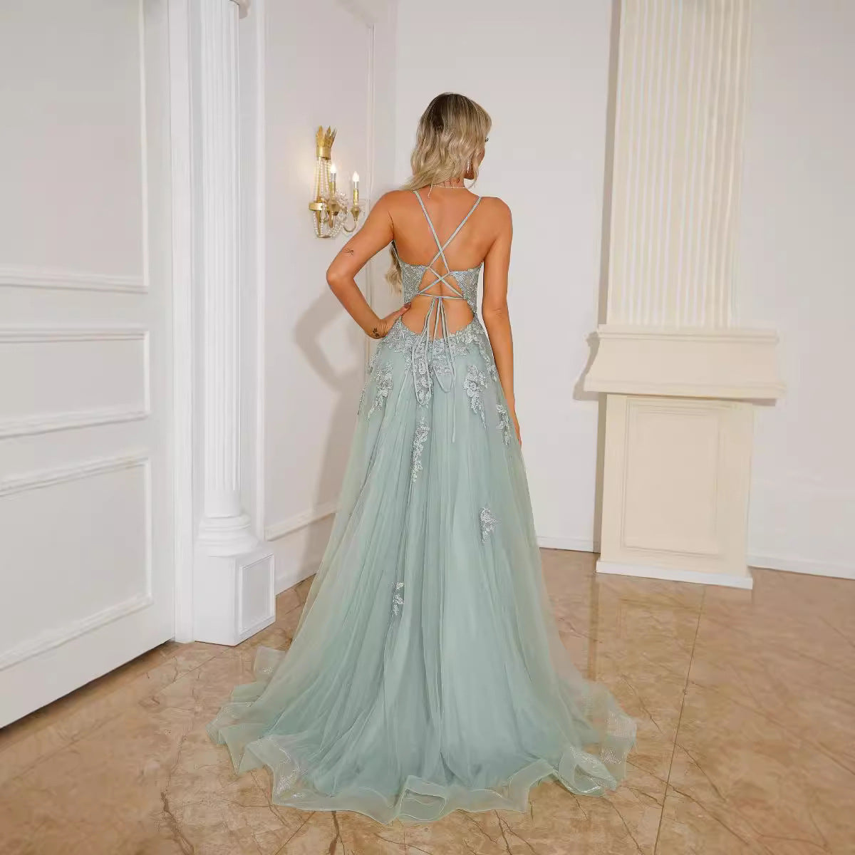 Robe de soirée longue à bretelles - LUXARAH