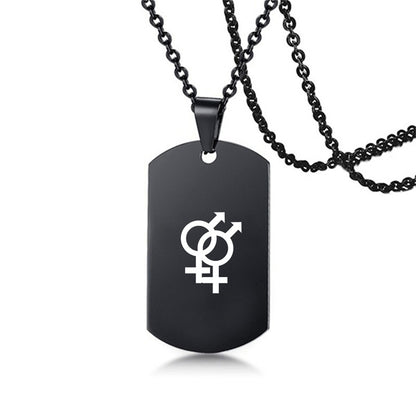 Collier en acier inoxydable avec inscription LGBT, symbole de la fierté gay, lesbienne et transgenre, pour hommes et femmes