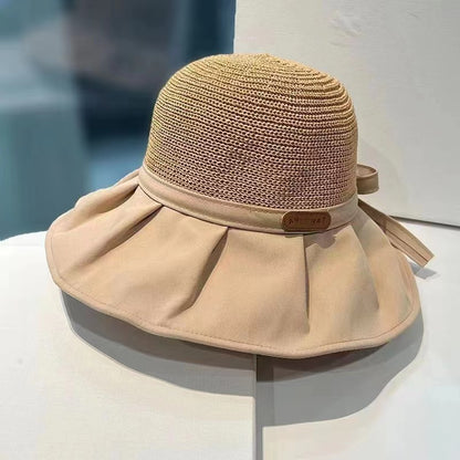 Chapeau de pêcheur en paille à large bord, protection solaire anti-UV et protection du visage, idéal pour l'extérieur