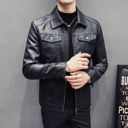 Vêtements en cuir matelassés décontractés pour hommes automne-hiver