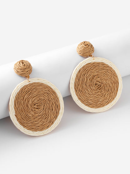 Boucles d'oreilles bohèmes tissées à la main en rotin synthétique - LUXARAH