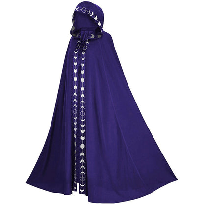 Cloak de Médiéval Fantaisie - Cape à Capuche Imprimée en 5 Couleurs pour Cosplay Halloween et Festivals