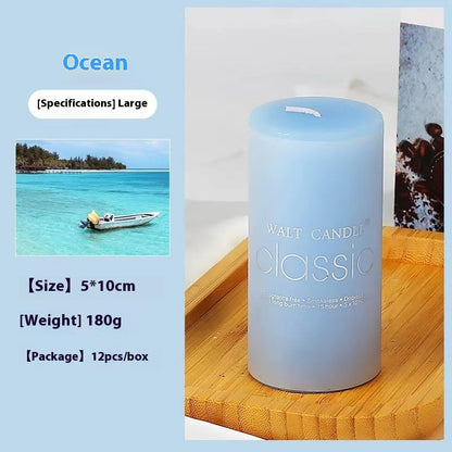 Bougie d'aromathérapie cylindrique colorée, bougie parfumée brillante, bougies sans fumée