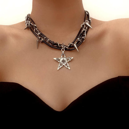 Collares colgantes y remaches Y2K, calaveras y estrellas, estilo punk gótico, tendencia... 