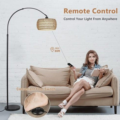 Lampadaire en rotin Simian, 3 niveaux de température réglables - LUXARAH