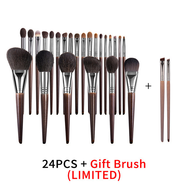 Ensemble de pinceaux de maquillage naturels, pinceau à paupières, chèvre - LUXARAH