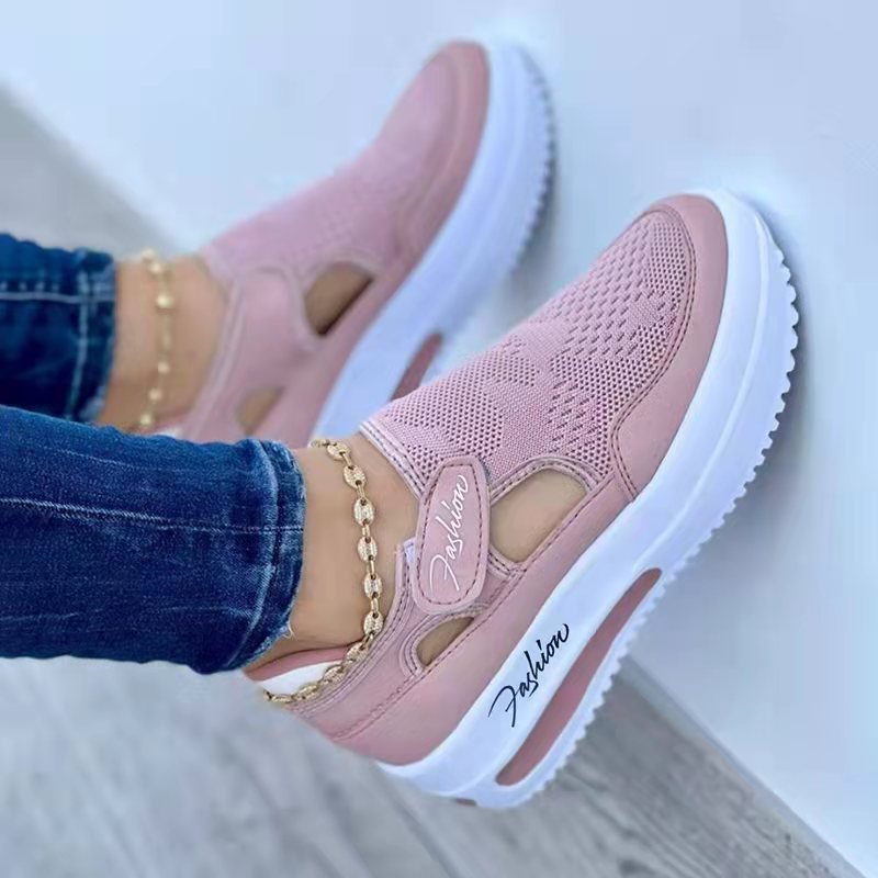 Baskets d'été pour femmes, nouvelles chaussures décontractées à semelle compensée basse, respirantes, antidérapantes, confortables, chaussures de sport en maille, style tendance - LUXARAH