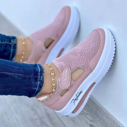 Baskets d'été pour femmes, nouvelles chaussures décontractées à semelle compensée basse, respirantes, antidérapantes, confortables, chaussures de sport en maille, style tendance - LUXARAH