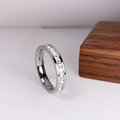 Bague couple en acier titane INS Rings, simple et double rangée de diamants