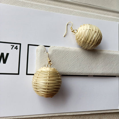 Boucles d'oreilles vintage en rotin, faites à la main, en paille - LUXARAH