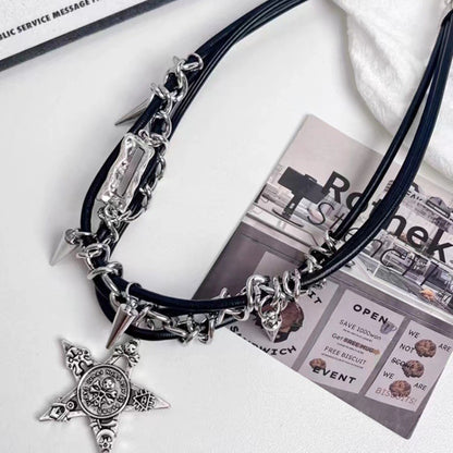 Collares colgantes y remaches Y2K, calaveras y estrellas, estilo punk gótico, tendencia... 
